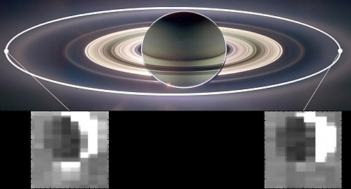 Енцелад на орбіті Сатурна
