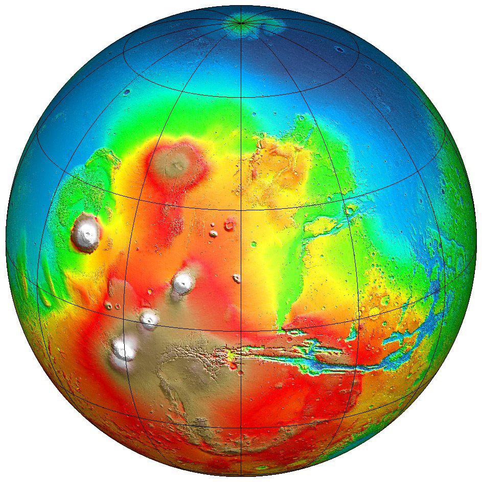 Марс - топографічна карта
